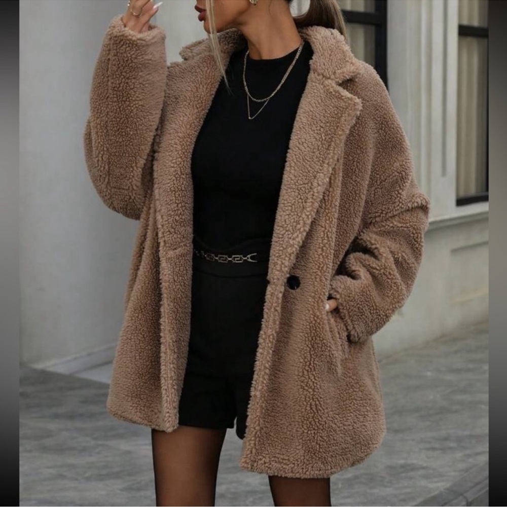 Luxe Teddy Sherpa button Up Oversized Jacket Coat S M L